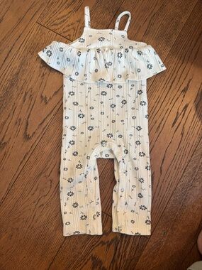 Greyson Mini Cream Floral Ruffled Baby Romper